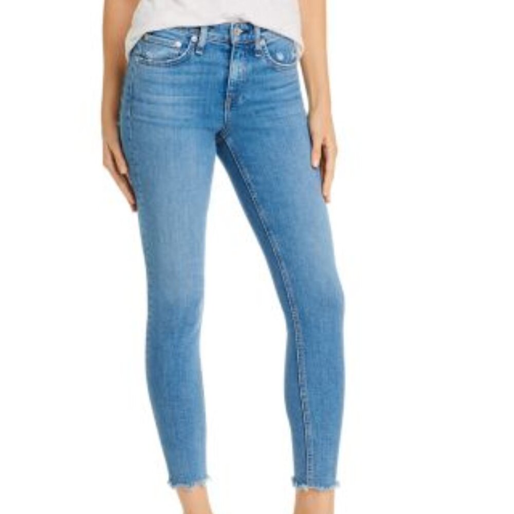 Rag & Bone Women's Blue Palmer Cat Ankle Mid-Rise Skinny Jeans Size 28